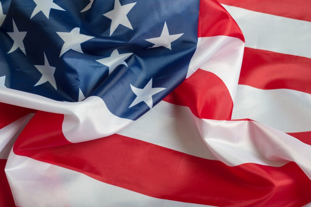 Close up of the United States flag.